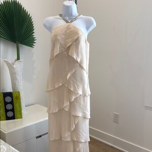Day or Couture Elegant Cream Layered Gown Worn Gently Halter